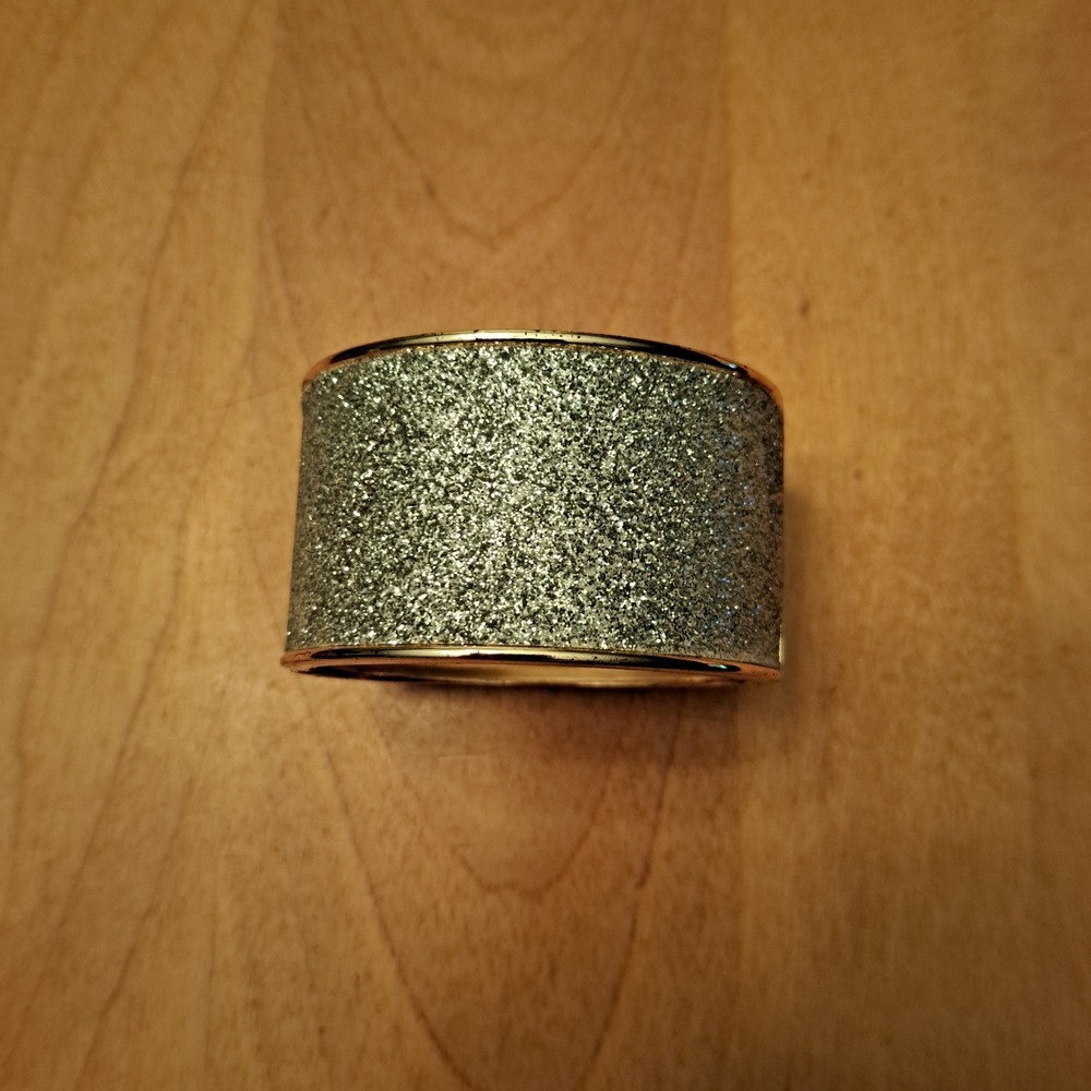 Sparkly Silver Bangle Bracelet with Gold Colour Trim & Interior